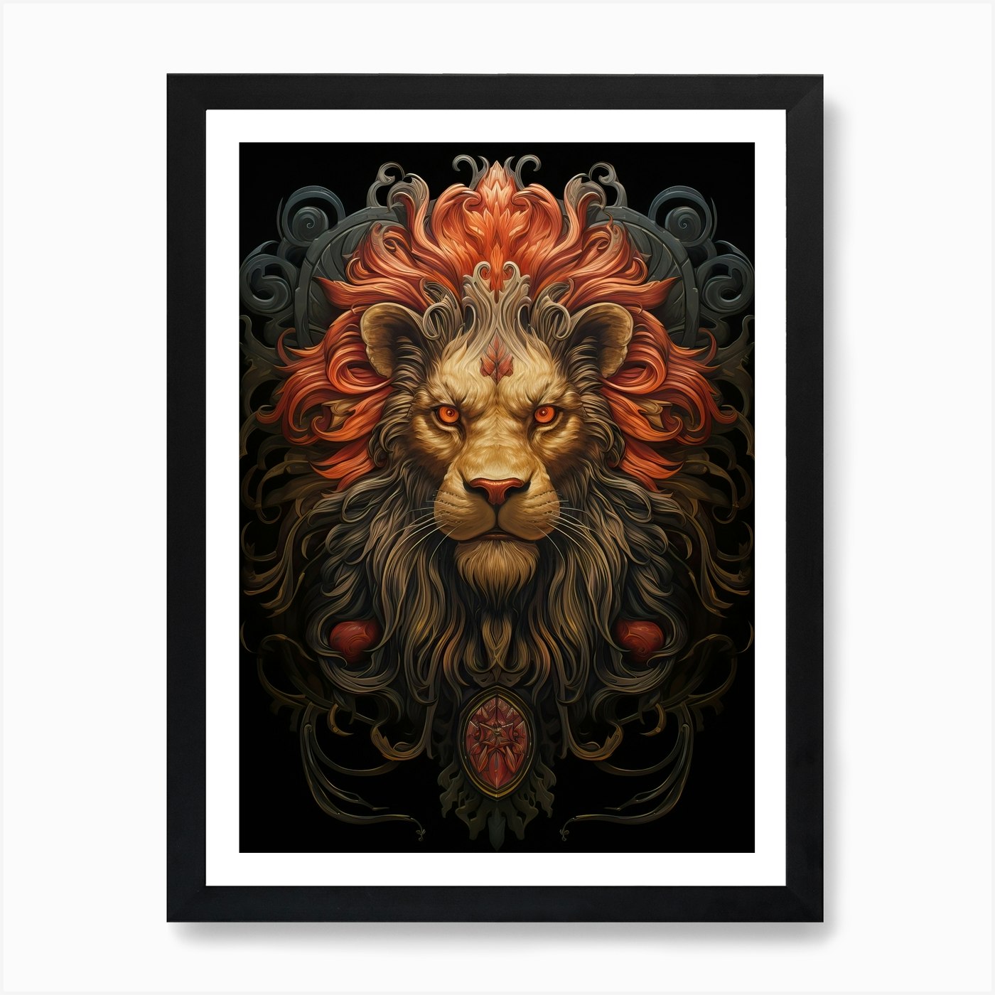 Lion Art Painting Naive Style 3 Art Framed Wall Art Poster Canvas Print Picture
