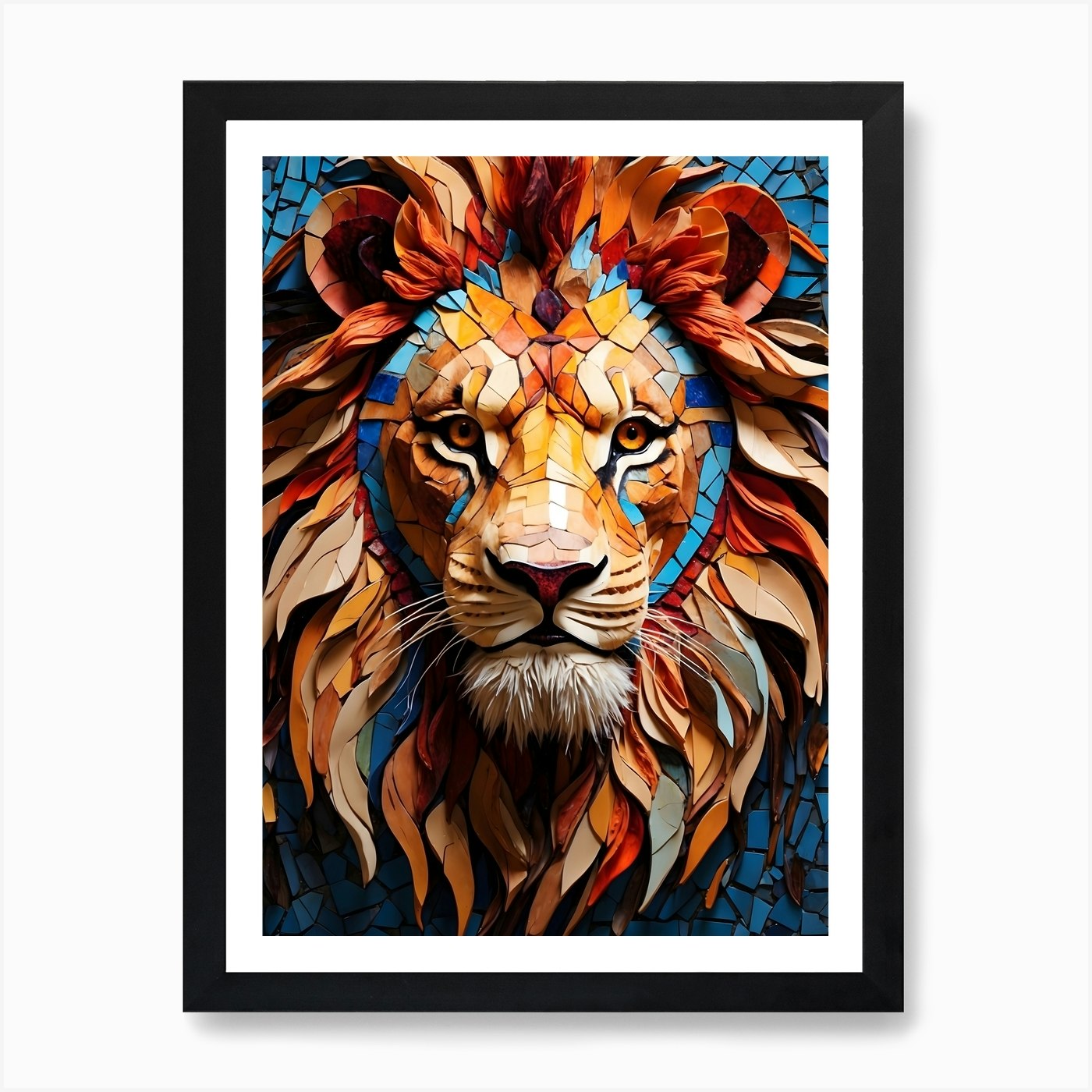 Mosaic Lion Art Print Framed Wall Art Poster Canvas Print Picture