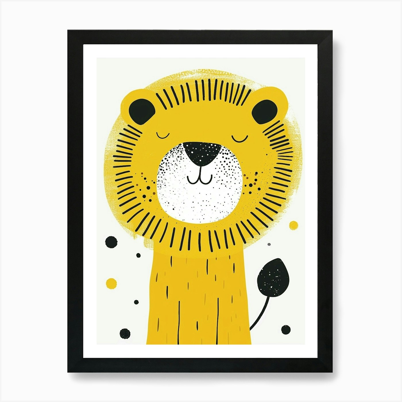 Yellow Lion 2 Art Print Framed Wall Art Poster Canvas Print Picture