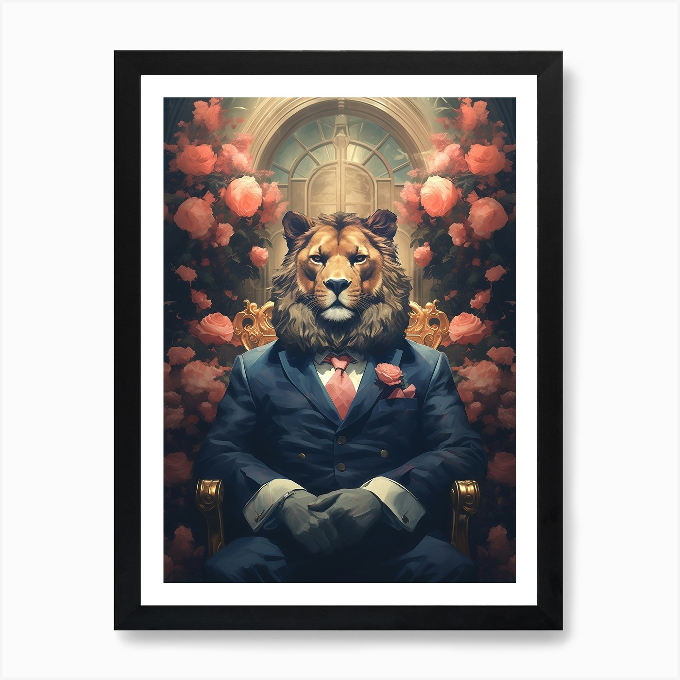 Lion In A Suit 3 Art Print Framed Wall Art Poster Canvas Print Picture