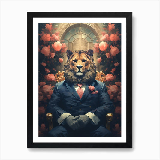 Lion In A Suit 3 Art Print Framed Wall Art Poster Canvas Print Picture
