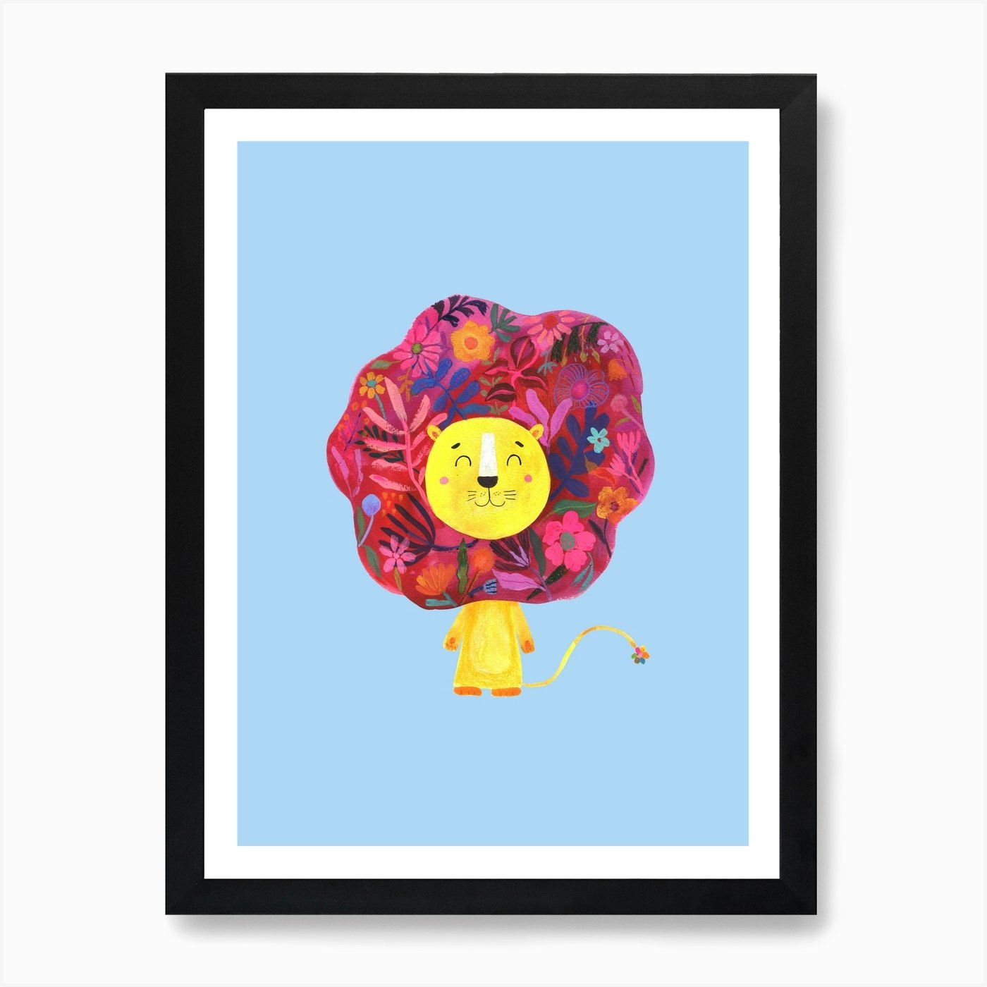 Roar Little Lion Blue Art Print Framed Wall Art Poster Canvas Print Picture
