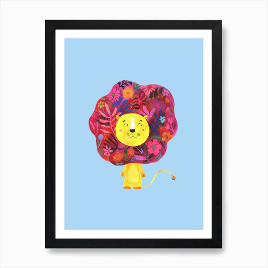 Roar Little Lion Blue Art Print Framed Wall Art Poster Canvas Print Picture