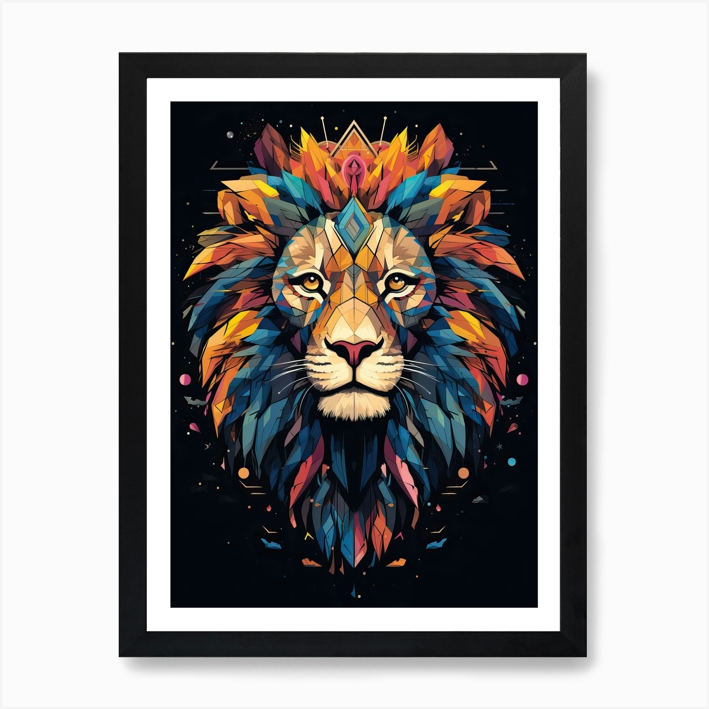 Lion Art Painting Geometric Abstrac Framed Wall Art Poster Canvas Print Picture