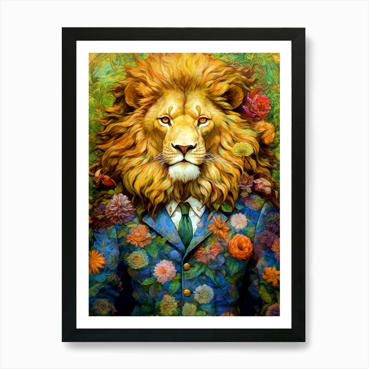 Lion In A Suit animal Art Print Framed Wall Art Poster Canvas Print Picture