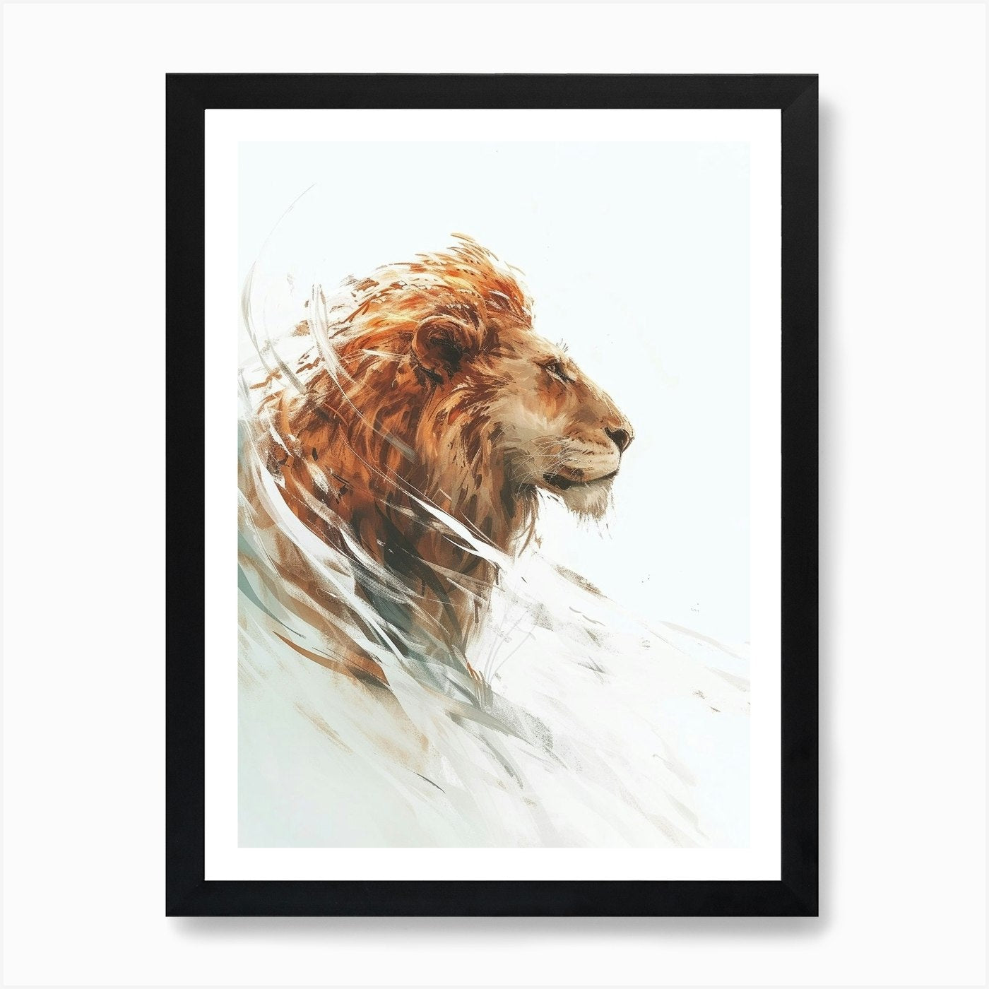 Barbary Lion Water 1 Art Print Framed Wall Art Poster Canvas Print Picture