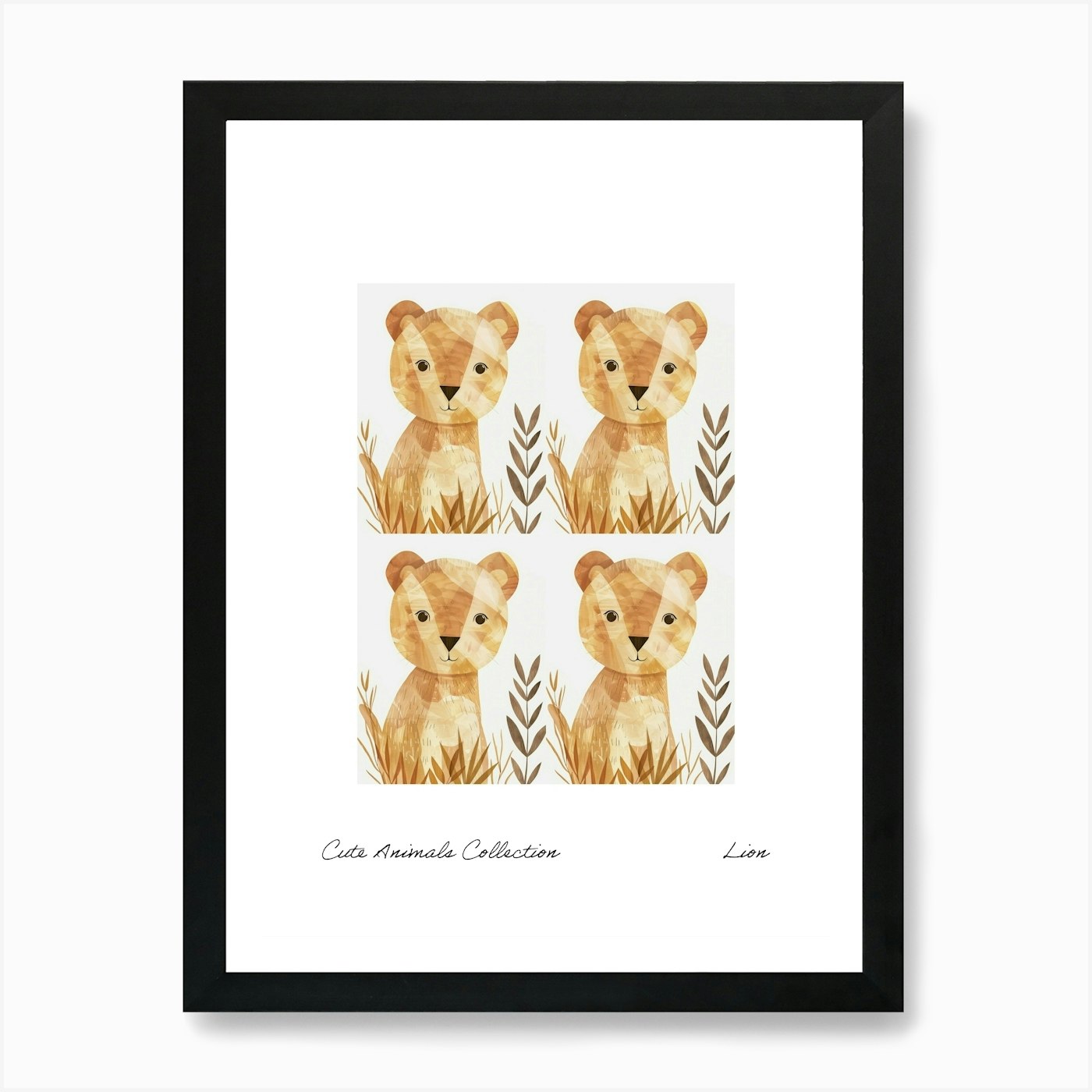 Cute Animals Collection Lion 1 Art  Framed Wall Art Poster Canvas Print Picture