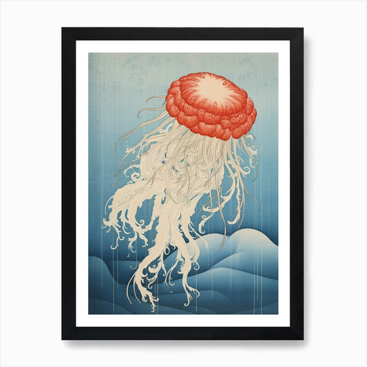 Lions Mane Jellyfish Traditional Ja Framed Wall Art Poster Canvas Print Picture