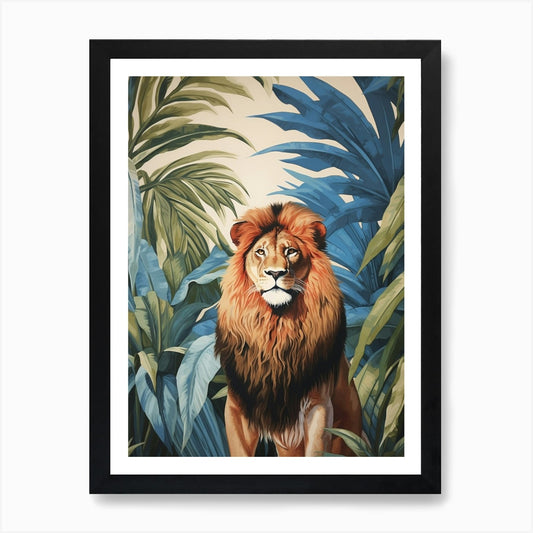 Lion 1 Tropical Animal Portrait Art Framed Wall Art Poster Canvas Print Picture