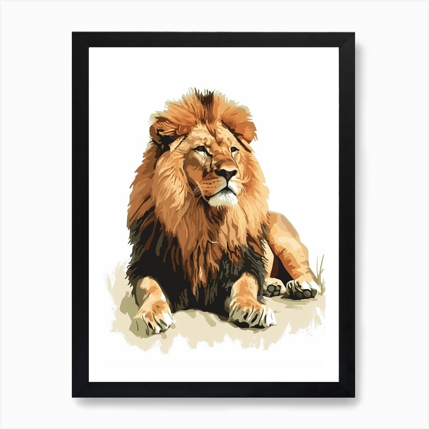 African Lion Resting In The Sun Cli Framed Wall Art Poster Canvas Print Picture