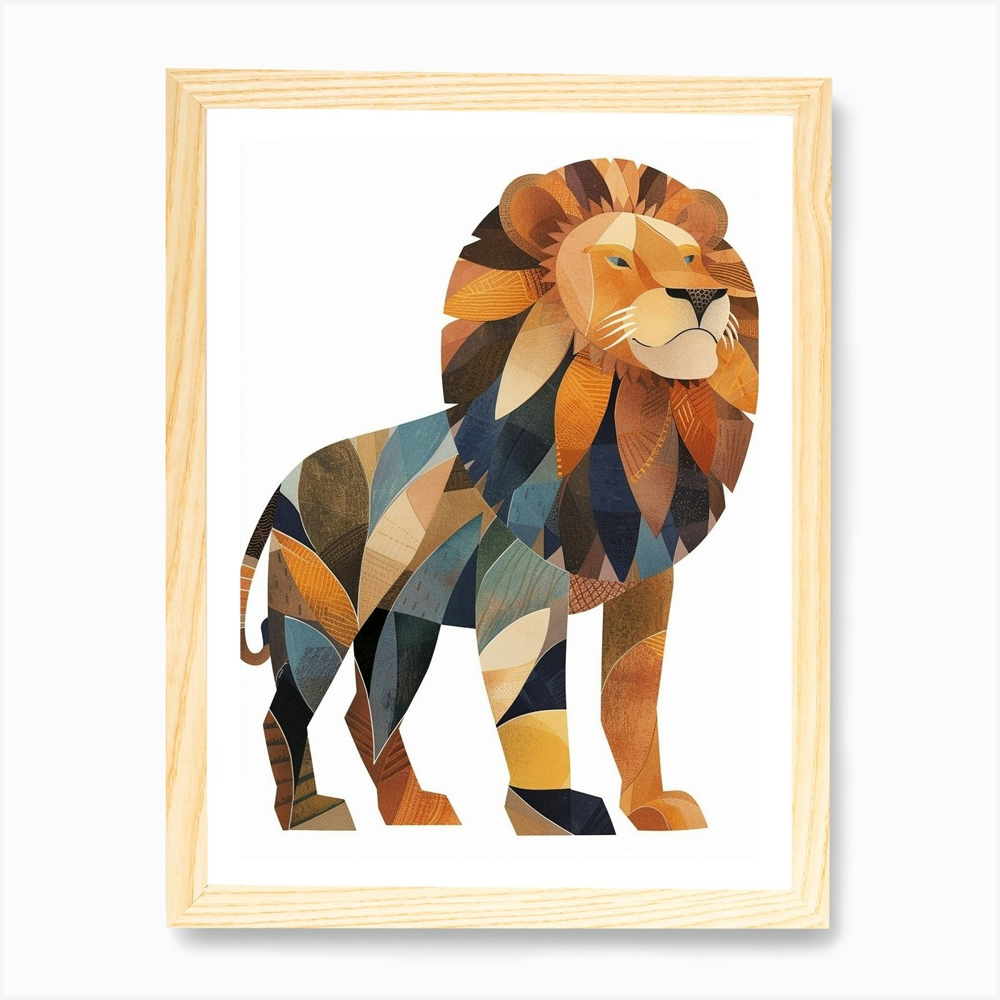 African Lion Symbolic Imagery Clipa Framed Wall Art Poster Canvas Print Picture