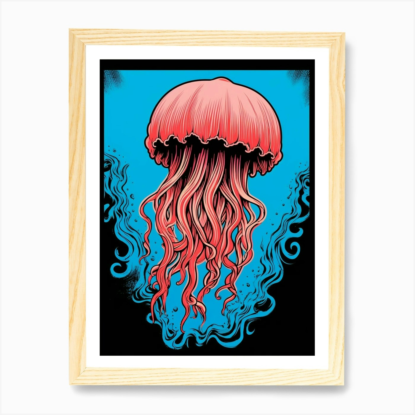 Lions Mane Jellyfish Pop Art 2 Art  Framed Wall Art Poster Canvas Print Picture