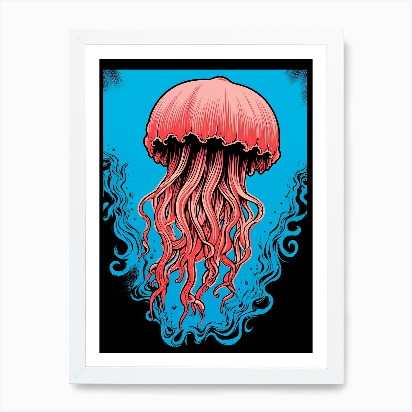 Lions Mane Jellyfish Pop Art 2 Art  Framed Wall Art Poster Canvas Print Picture