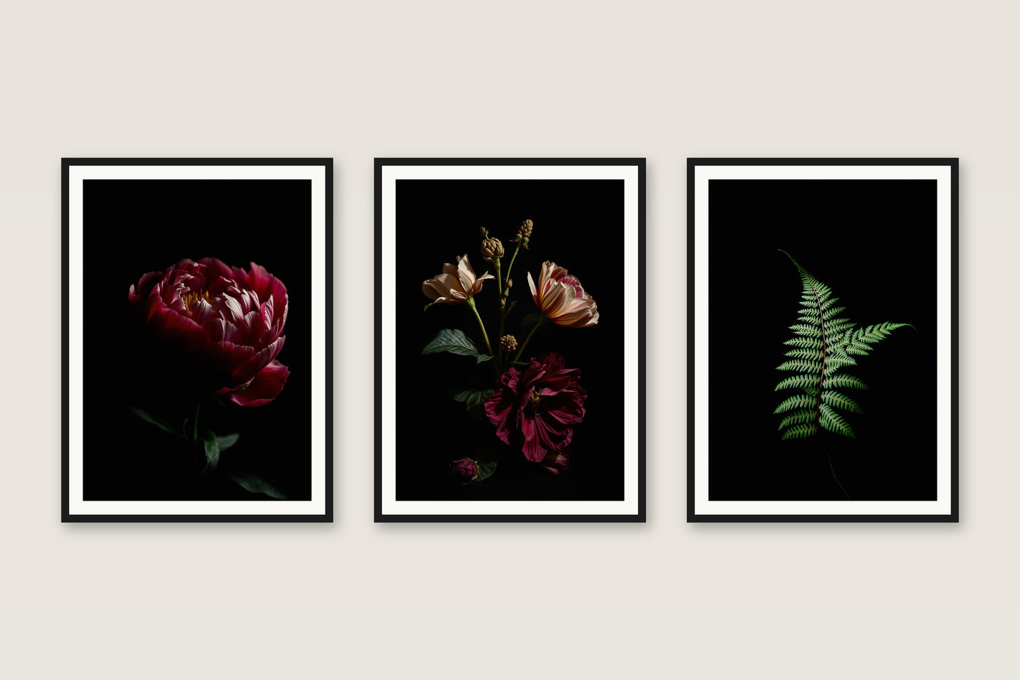 Dark Academia Florals — Gallery Trio