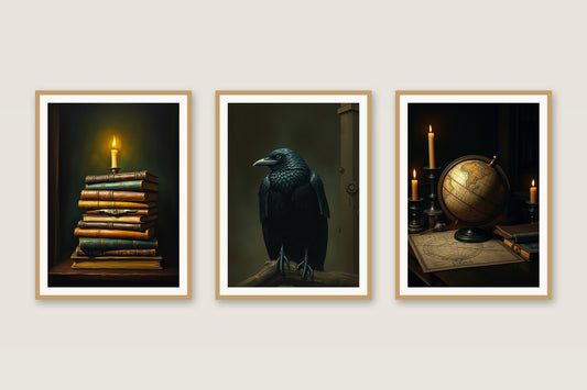Scholar's Study dark-academia gallery trio