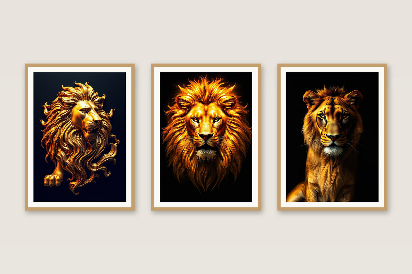 Liquid Gold lions gallery trio