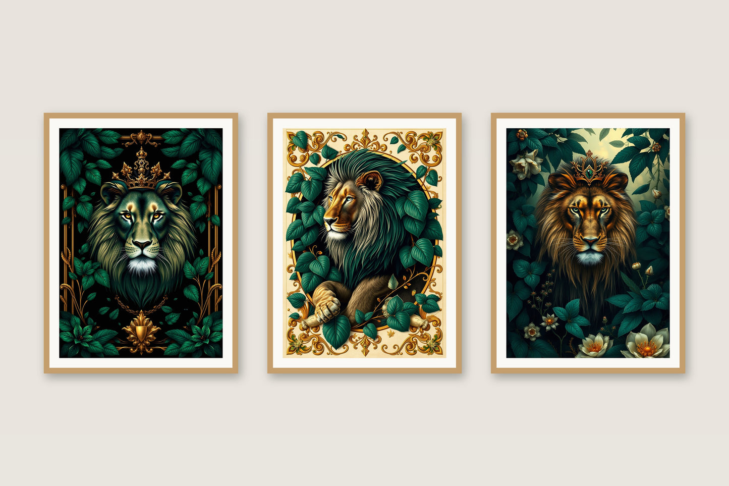 Royal Emerald lions gallery trio