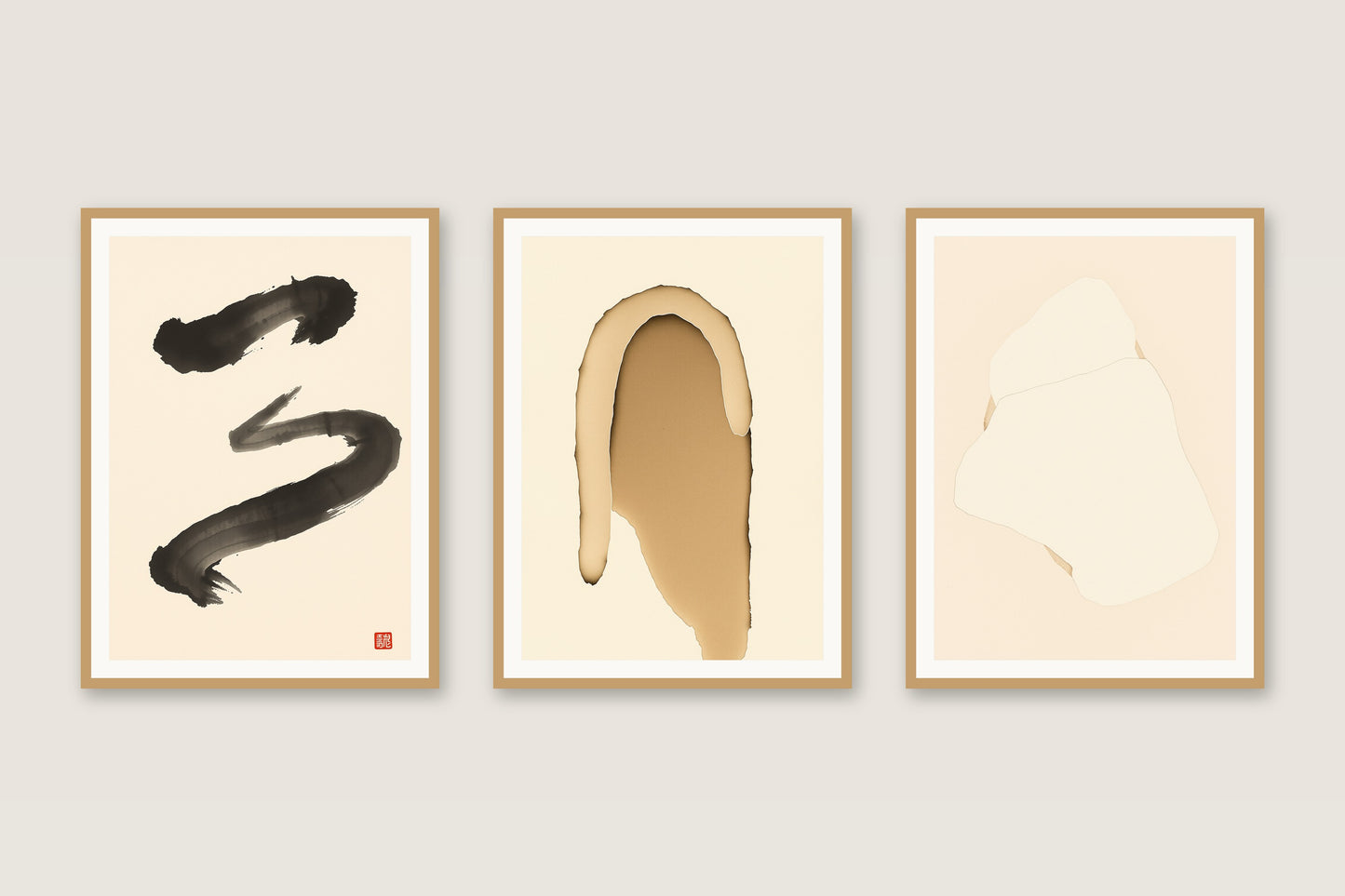 Japandi Calm abstract gallery trio