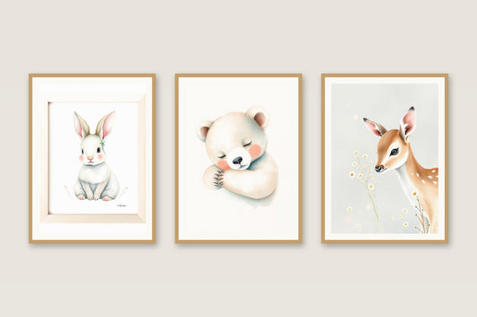 Woodland Babies nursery gallery trio