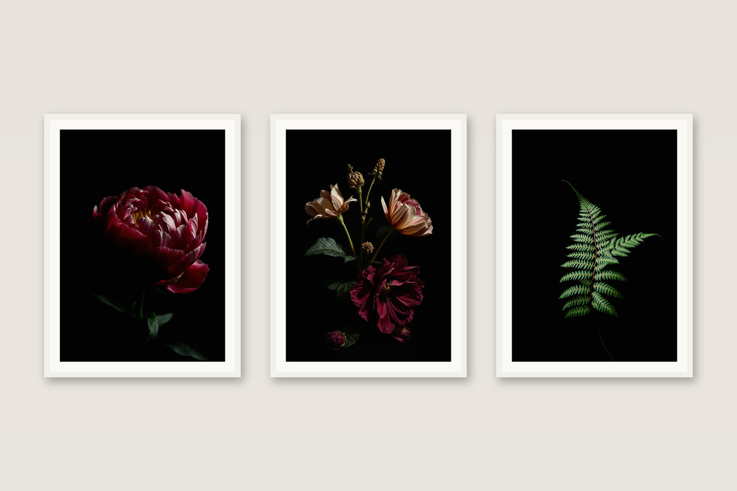 Dark Academia Florals — Gallery Trio